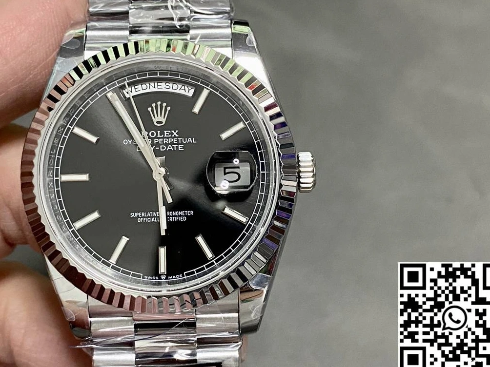 Factory Tungsten QF v5 Day M228239-0004 Date Dial Black Steel Rolex 0315